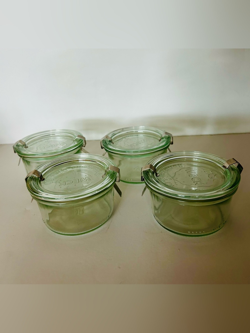 Weck Clear Mold Jars Lot Set of 4 with Lids style 976 - Picture 2 of 8
